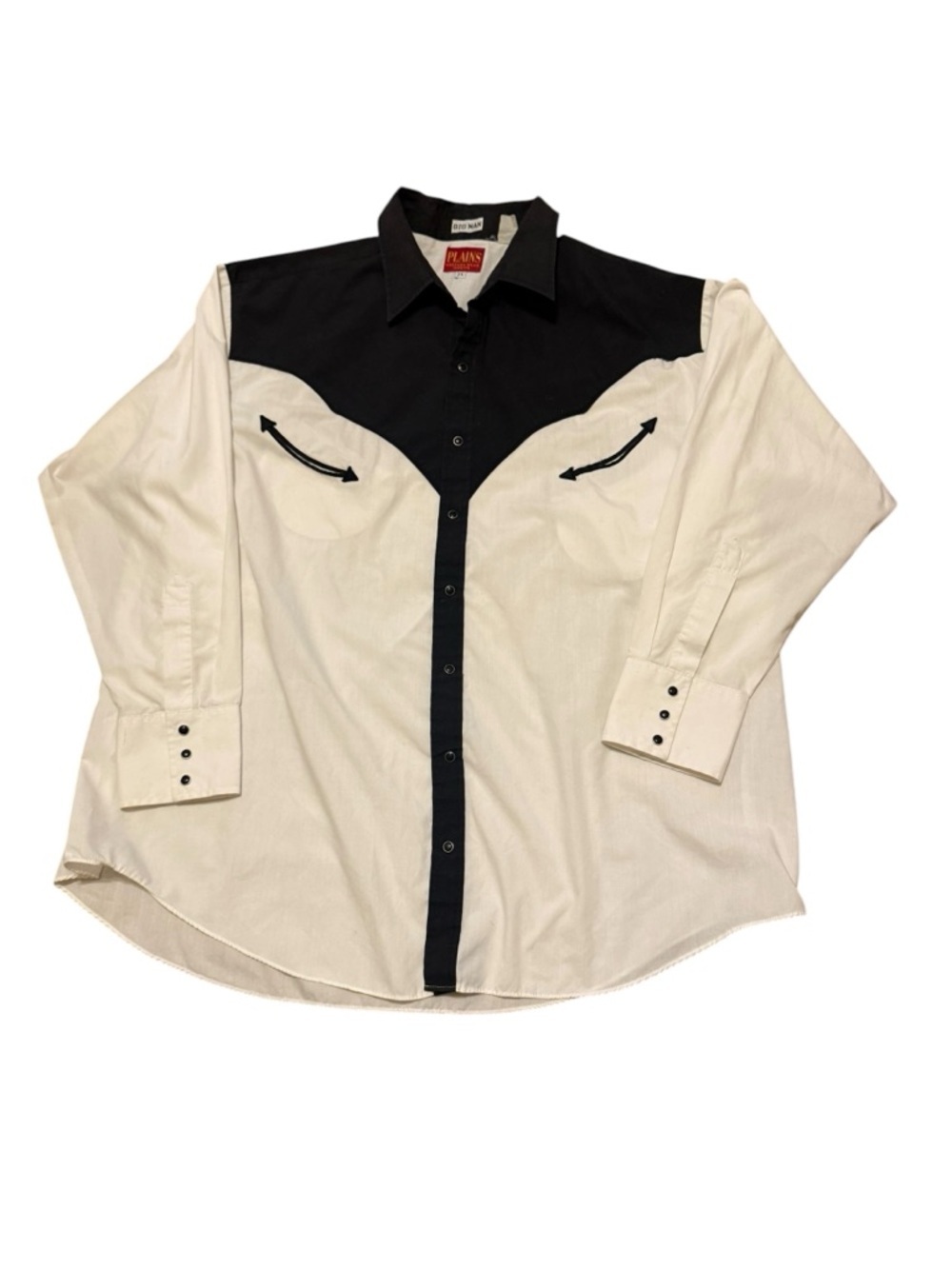 Plains vintage Rockabilly Cowboy Western shirt. Black pearl snap buttons 2XL - Picture 2 of 6